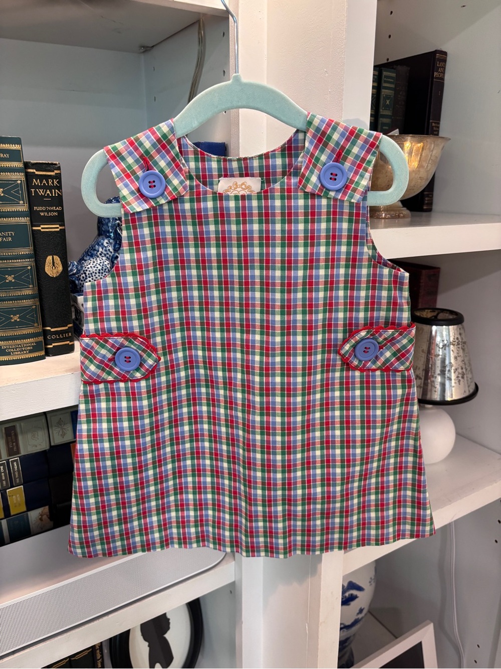 Classic Plaid Girls' Pinafore Dress - Blue, Red & Green